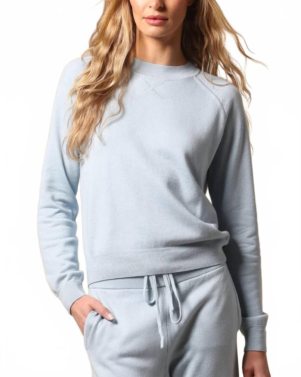 NEW MINNIE ROSE supima cotton cashmere raglan sleeve sweatshirt in heaven